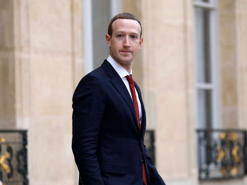 PHOTO: Facebook CEO Mark Zuckerberg leave the Elysee Palace after a meeting with French President Emmanuel Macron on cracking down the spread of misinformation and hate speech, May 10, 2019, in Paris.
