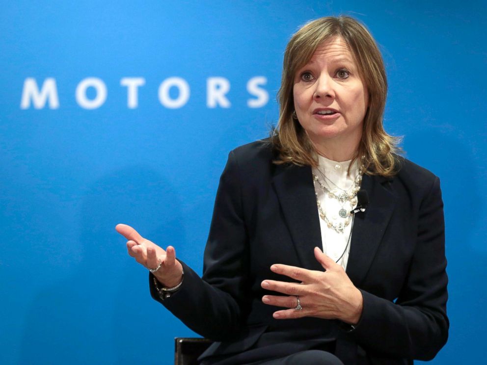 PHOTO: General Motors Chairman and CEO Mary Barra speaks at GM's press conference at the North American International Auto Show in Detroit, Jan. 16, 2018.