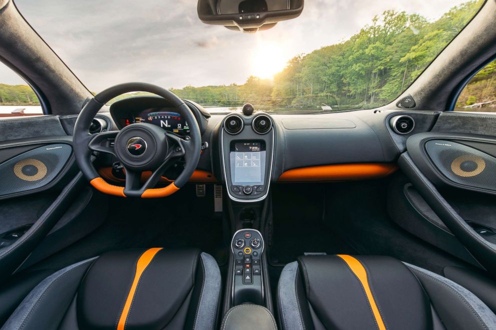 PHOTO: Every McLaren is hand-assembled at the factory in Woking, Surrey, England. Here, a look inside the cabin of the 570S Spider.