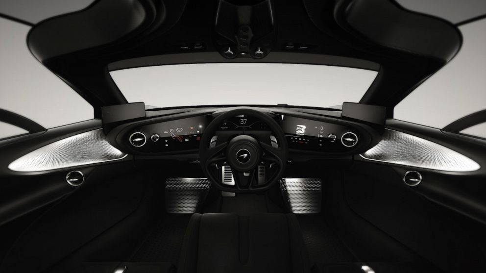 PHOTO: The Bowers & Wilkins audio systems in McLaren supercars are an integral part of the cabin architecture. Shown here, the McLaren Speedtail.