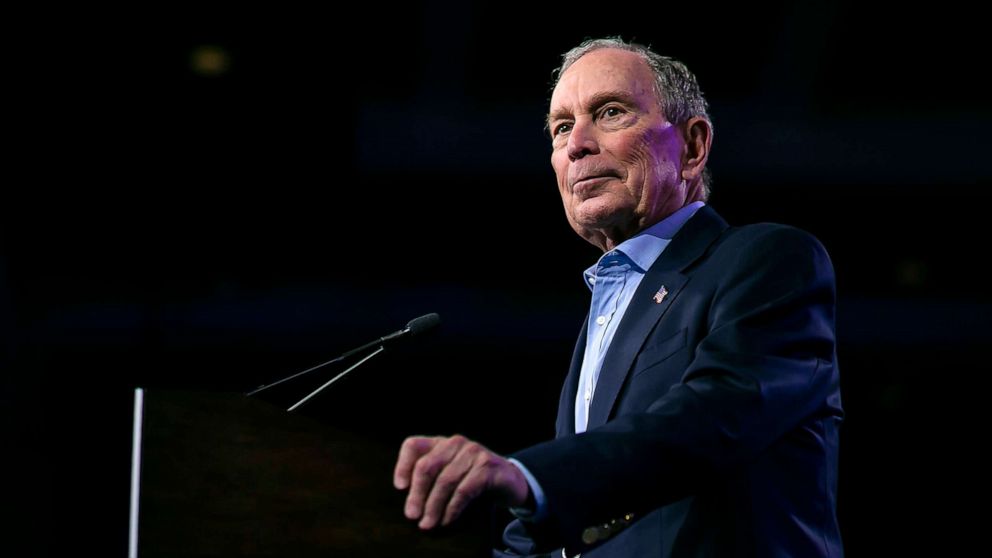 PHOTO: Democratic presidential candidate Mike Bloomberg speaks at the Palm Beach County Convention Center in West Palm Beach, Fla., March 3, 2020.