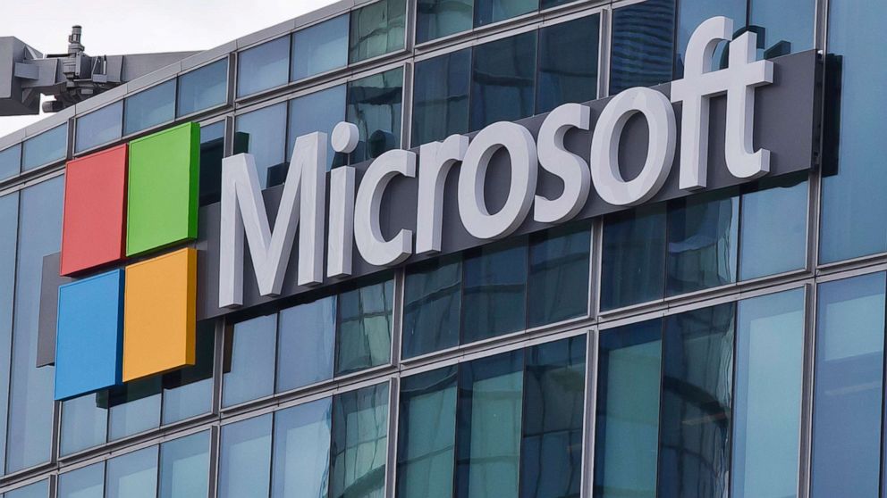 PHOTO: In this April 12, 2016, file photo, the Microsoft logo is shown in Issy-les-Moulineaux, France.