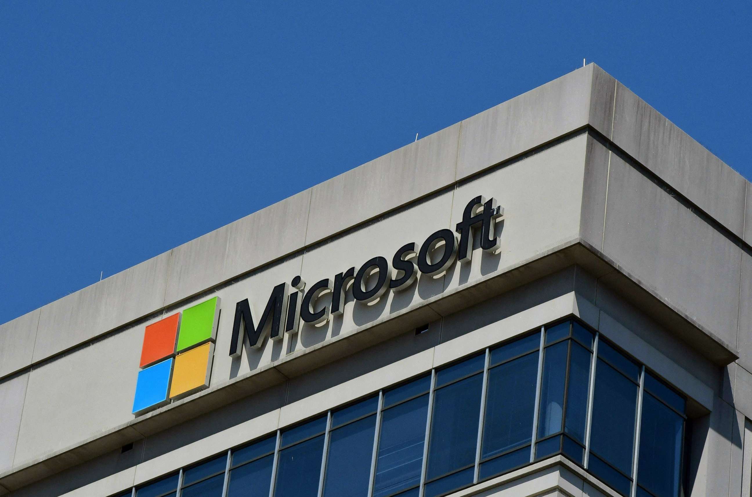 PHOTO: A Microsoft logo adorns a building in Chevy Chase, Md., May 20, 2021.