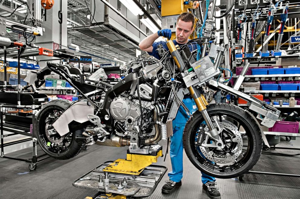 PHOTO: A Motorrad employee building an S 1000 XR bike at BMW's manufacturing facility in Berlin, Germany, in 2015.