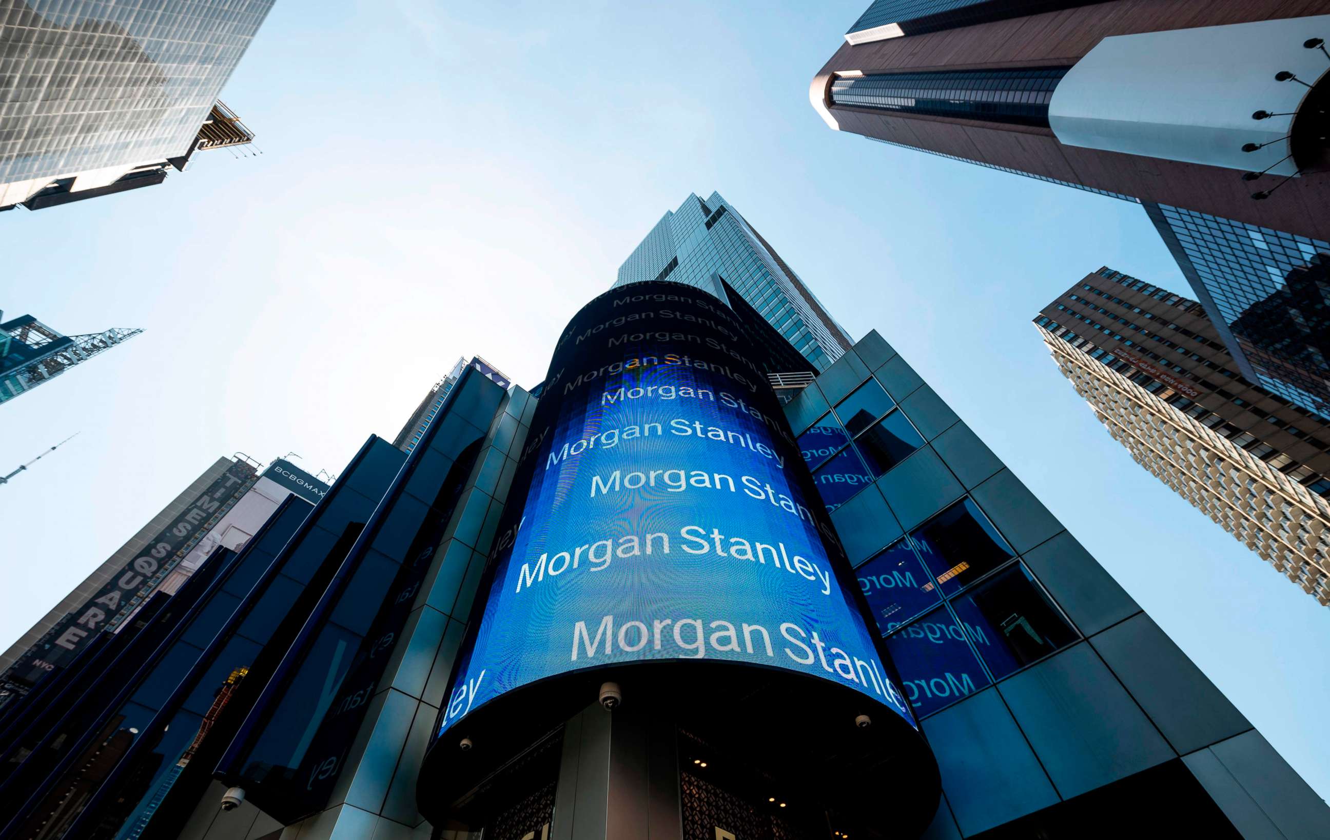 PHOTO: In this file photo taken on April 17, 2019 the Morgan Stanley Global Headquarters are pictured in New York City.