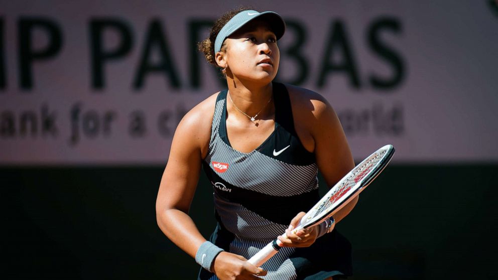 PHOTO: Naomi Osaka of Japan in action during the first round of the 2021 Roland Garros Grand Slam Tournament in Paris, May 30, 2021.