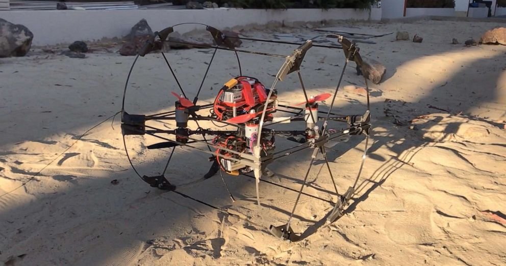 PHOTO: A prototype of the transforming robot Shapeshifter is tested in the robotics yard at NASA's Jet Propulsion Laboratory. Shapeshifter is made of smaller robots that can morph into rolling spheres, flying drones, swimming submersibles, and more.