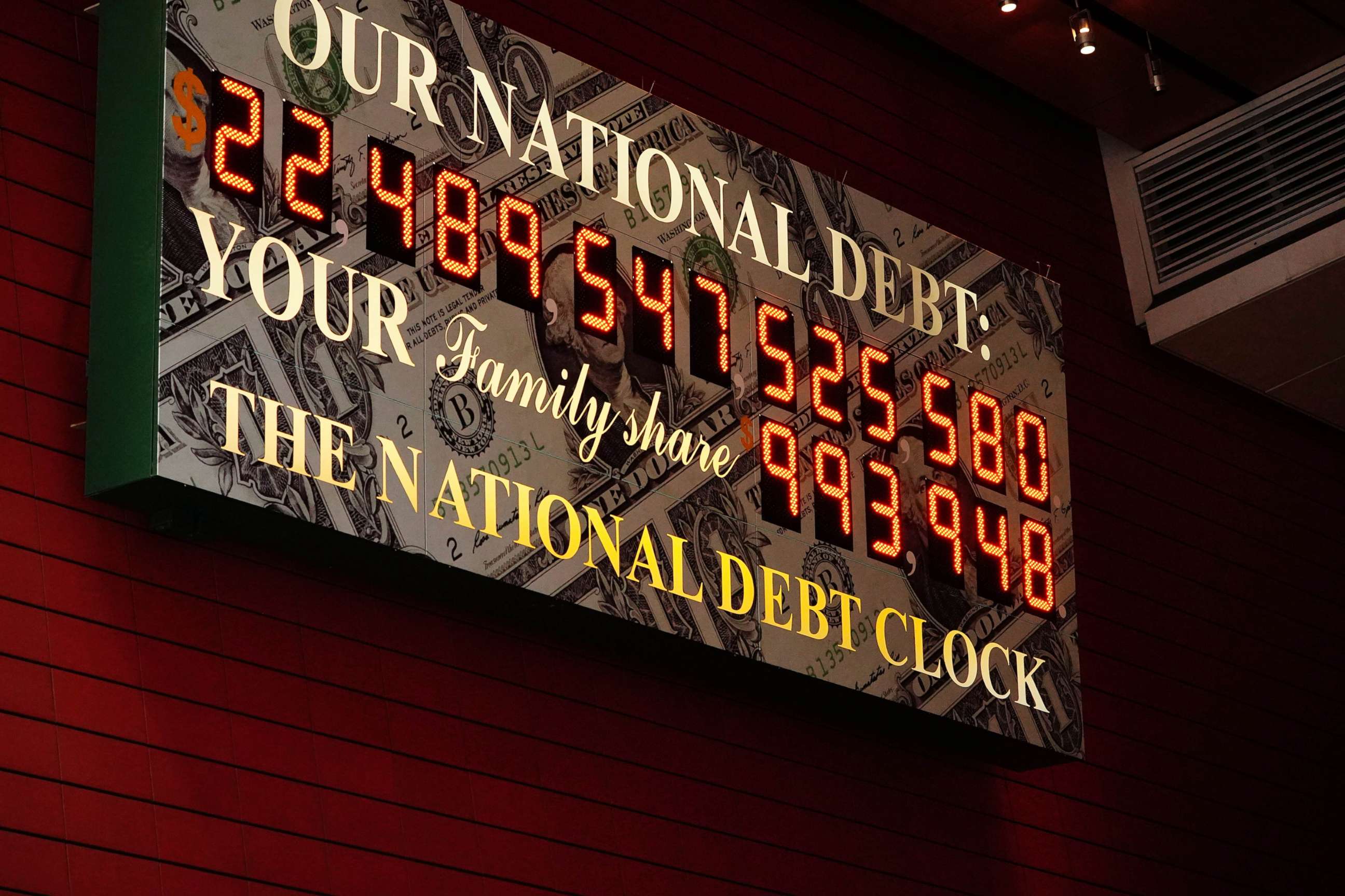 PHOTO: The National Debt Clock is seen in Times Square in New York, May 9, 2020.