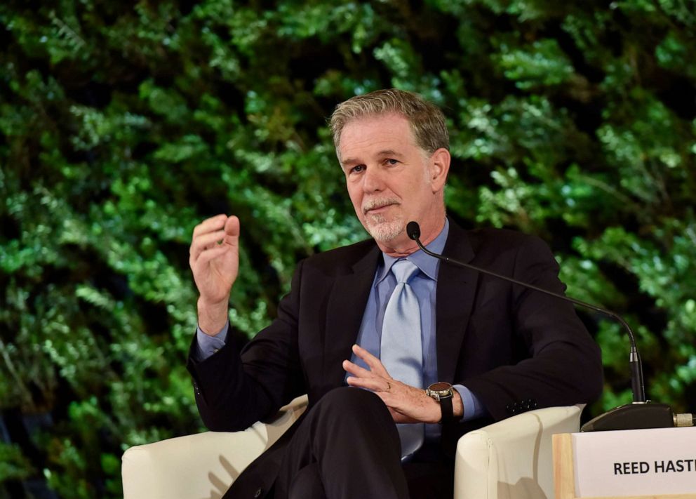 PHOTO: Netflix founder and CEO Reed Hastings speaks during a leadership summit in New Delhi, Dec. 06, 2019.