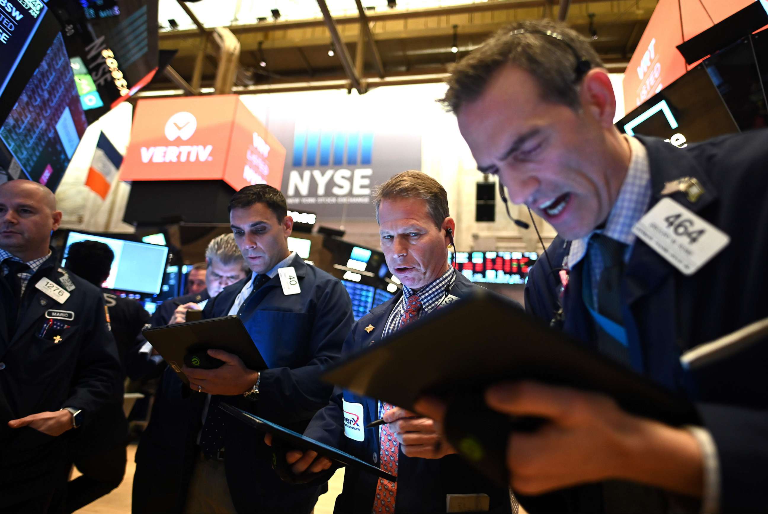 PHOTO: Traders work at the New York Stock Exchange on Feb. 28, 2020, at Wall Street in New York.