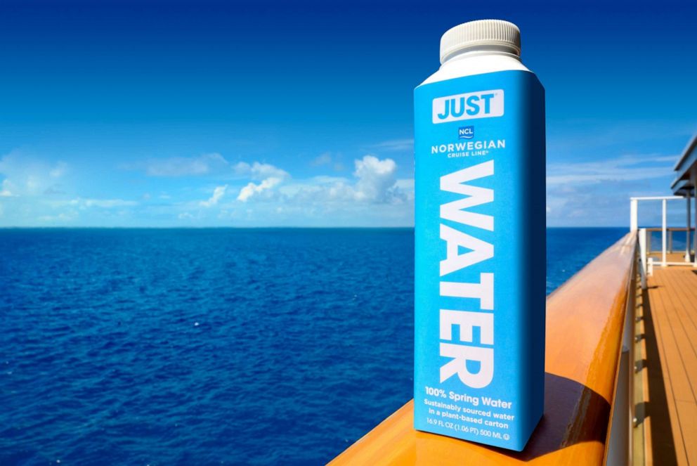 PHOTO: Norwegian Cruise Line partners with JUST Goods, Inc. to eliminate plastic bottles from its fleet by Jan. 1, 2020.