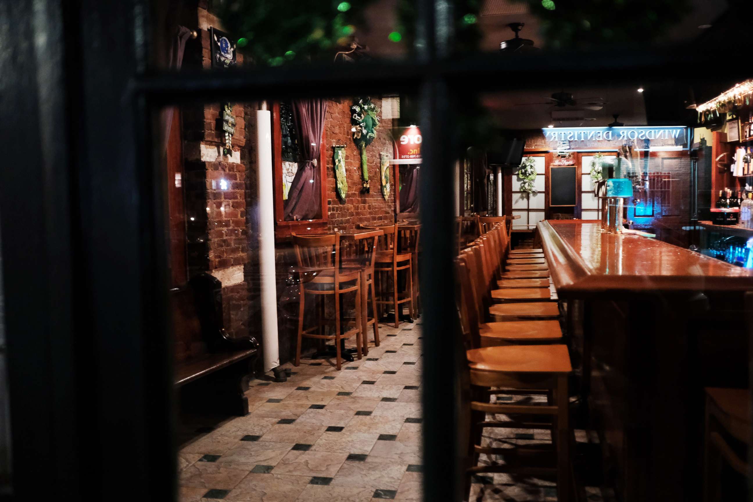 PHOTO: A bar sits closed in the early evening in the Brooklyn borough of New York City, March 16, 2020, during the coronavirus outbreak.