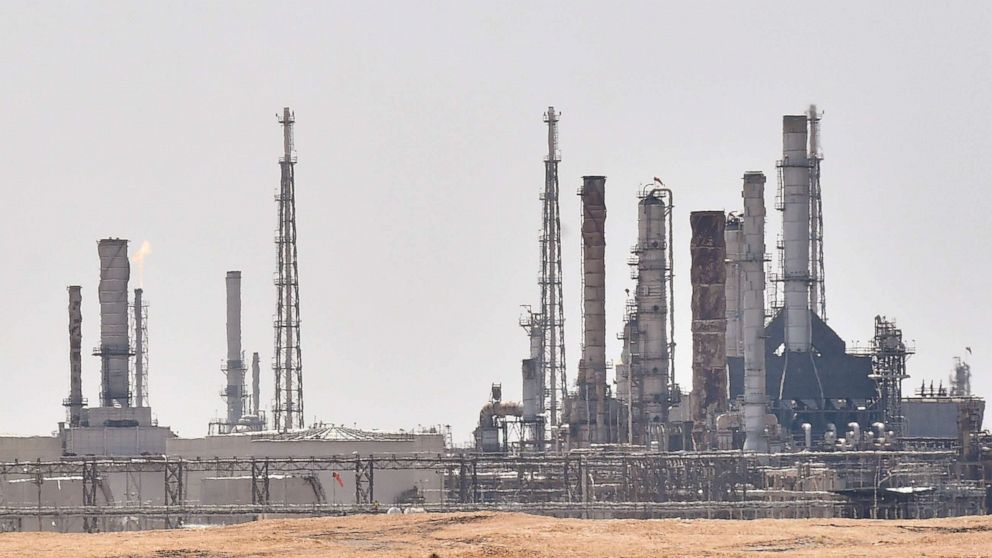 PHOTO: A picture taken on September 15, 2019, shows an Aramco oil facility near al-Khurj area, just south of the Saudi capital Riyadh.