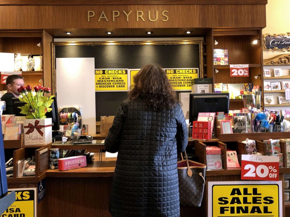 PHOTO: A customer waits for assistance at a Papyrus store on Jan. 22, 2020 in San Francisco, Calif.