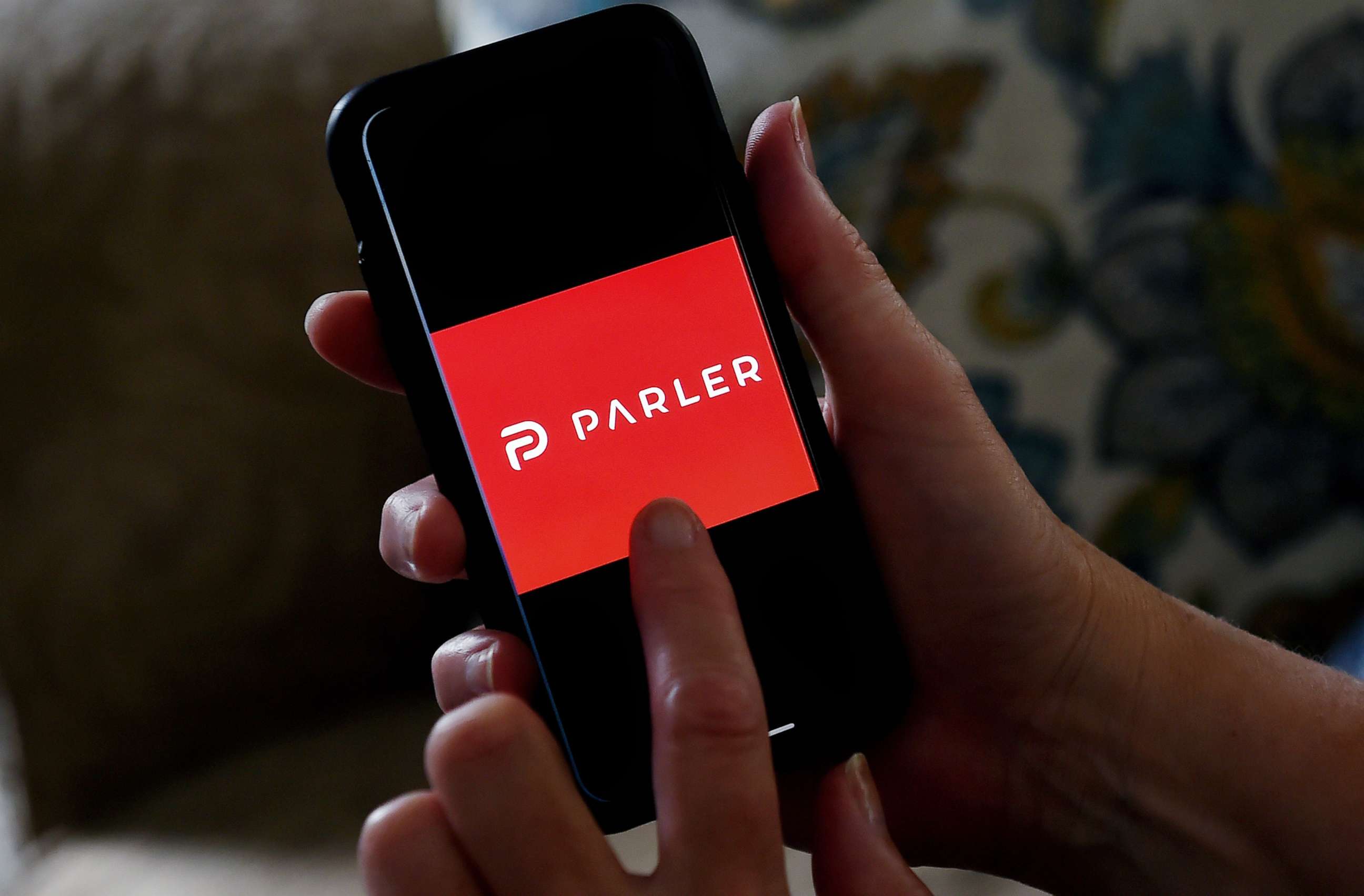 PHOTO: Parler logo displayed on a smartphone.
