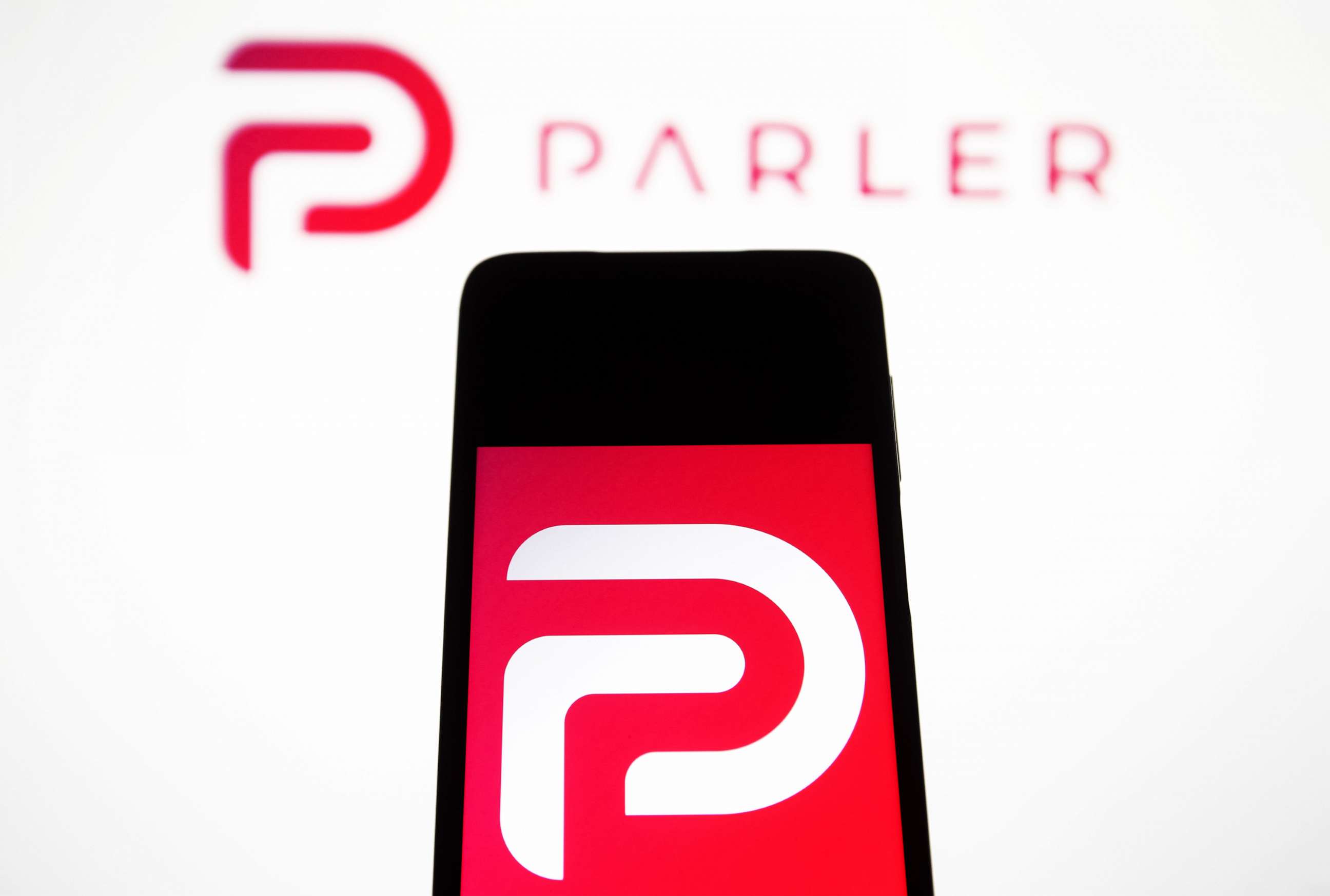 PHOTO: In this photo illustration, the Parler logo seen displayed on a smartphone.