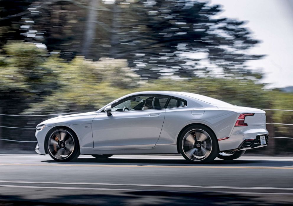 PHOTO: The Polestar 1 plug-in hybrid's 34 kWh battery gives the coupe up to 77 miles of electric-only range. 