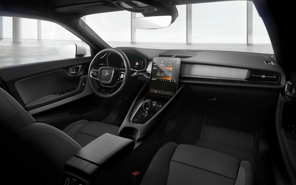 PHOTO: The interior of the Polestar 2 is available in WeaveTech, a vegan-friendly material.