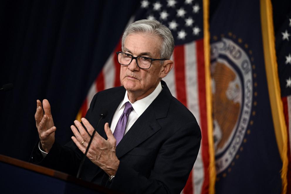 PHOTO: Federal Reserve Chairman Jerome Powell holds a press conference at the end of Monetary Policy Committee meeting in Washington, D.C., Dec. 13, 2023. 