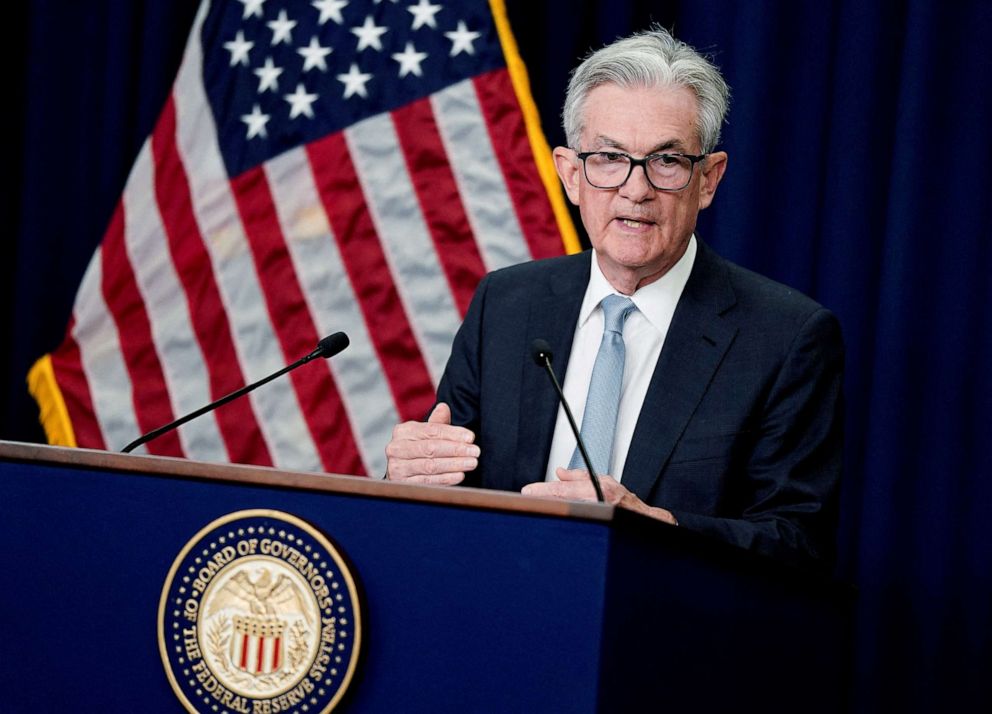 PHOTO: Federal Reserve Chair Jerome Powell takes questions during a news conference following a two-day meeting of the Federal Open Market Committee (FOMC) in Washington, D.C., June 15, 2022.