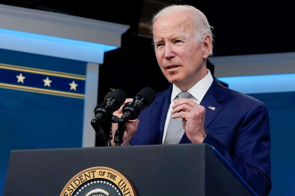 PHOTO: President Joe Biden speaks about inflation in the South Court Auditorium on the White House complex in Washington, May 10, 2022.
