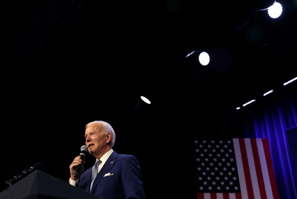 PHOTO: President Joe Biden speaks at the Howard Theatre in Washington, October 18, 2022.
