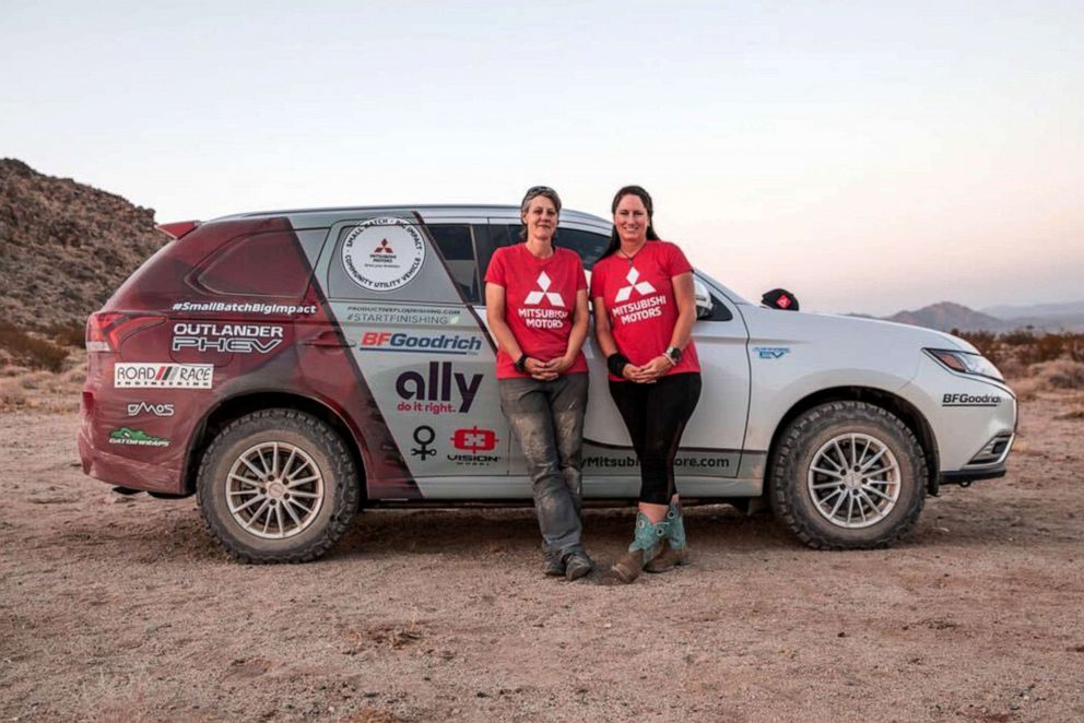 PHOTO: Rachael Ridenour and Kristie Levy will drive the Mitsubishi Outlander SUV, the only plug-in hybrid vehicle in the competition.