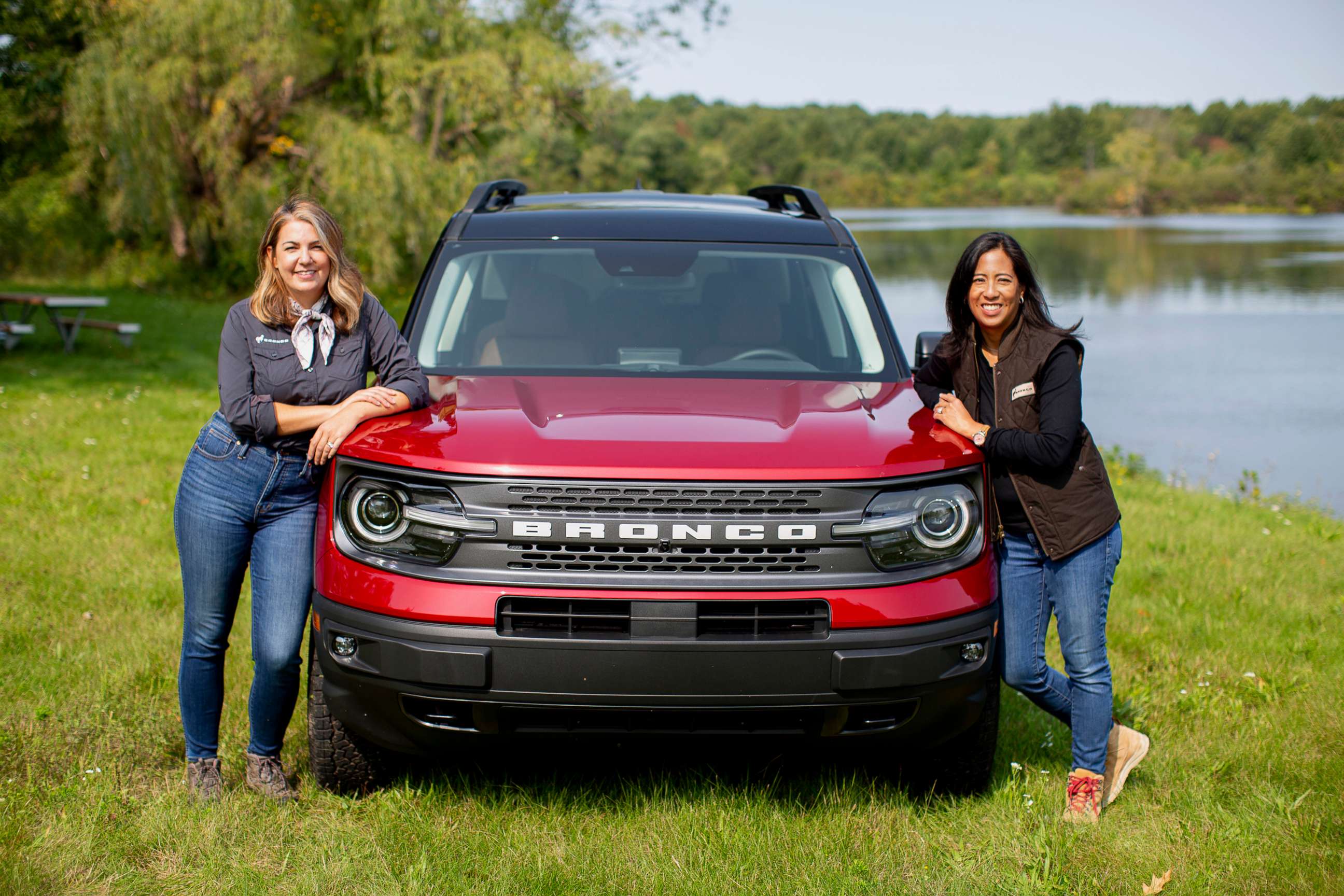 PHOTO: Ford employees Erica Martin, left, and Jovina Young, right, are taking the all-new Bronco Sport 4X4 to the Rebelle Rally.