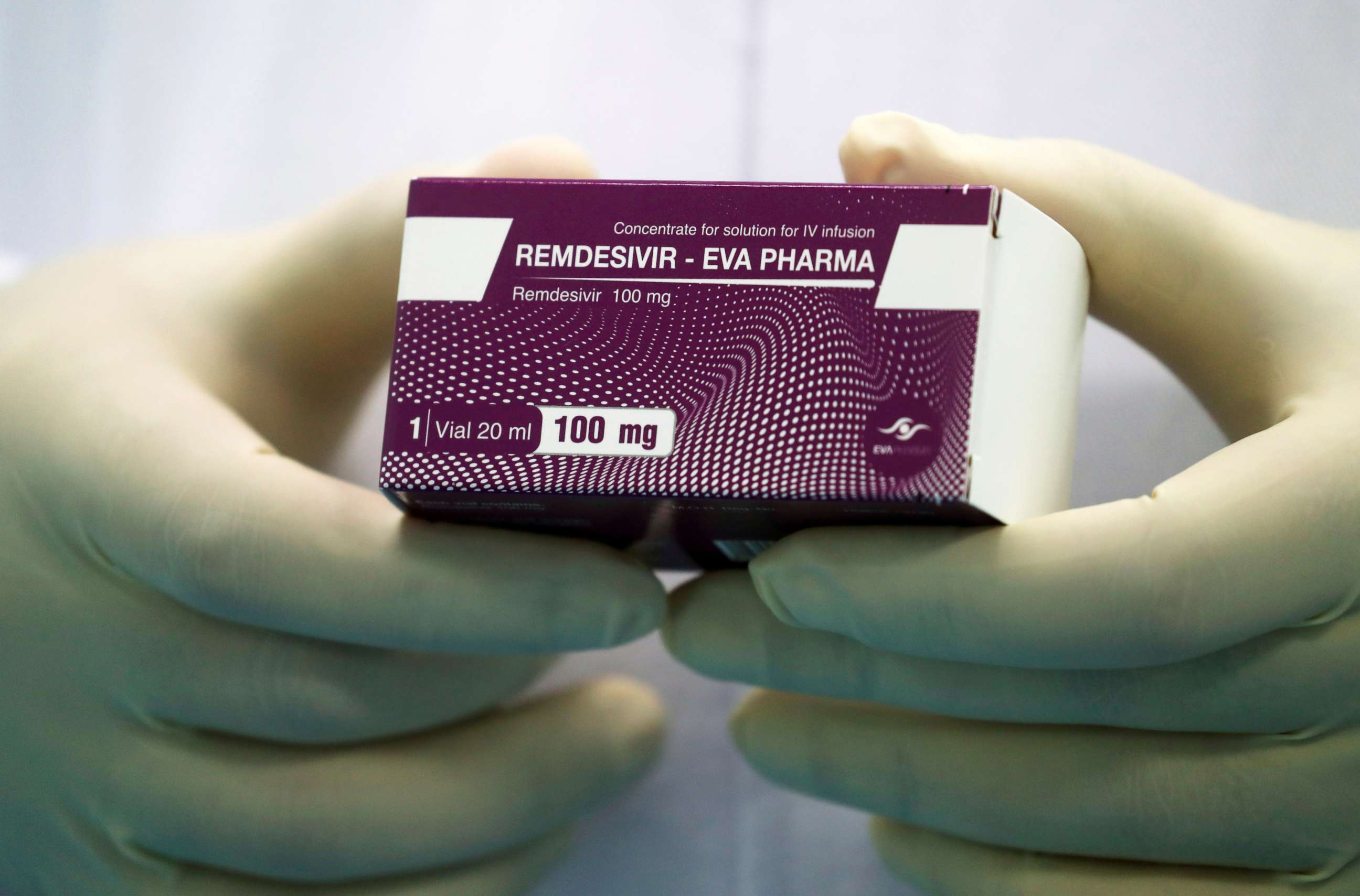 PHOTO: A lab technician holds the coronavirus disease (COVID-19) treatment drug "Remdesivir" at Eva Pharma Facility in Cairo, Egypt, June 25, 2020.