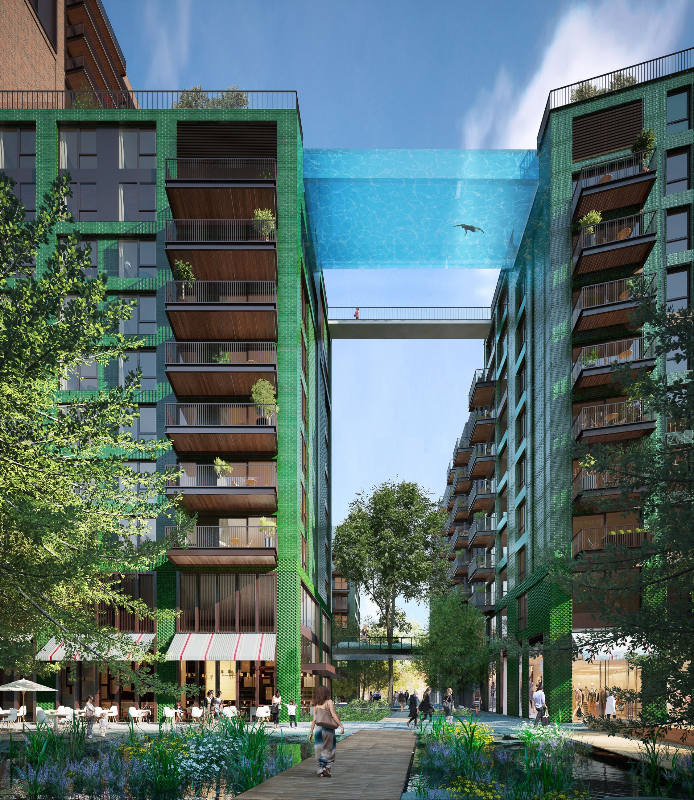 PHOTO: A rendering provided by the developers shows a suspended swimming pool planned for the Embassy Garden development in London.