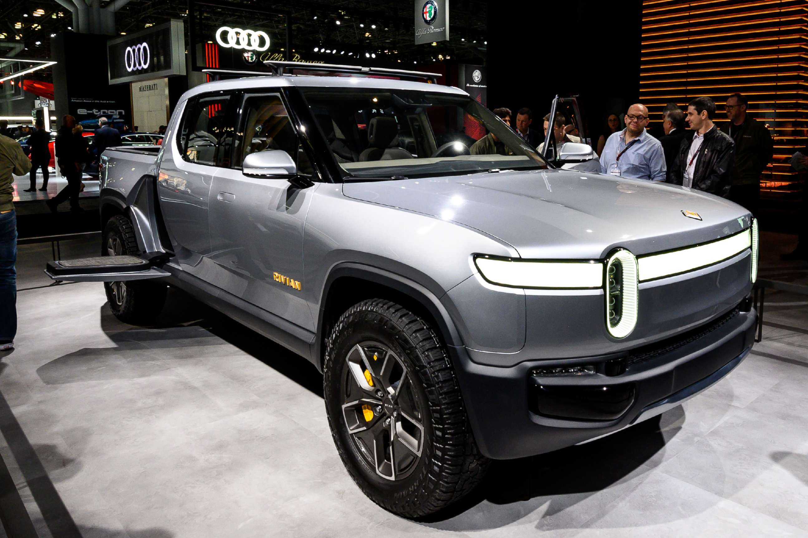 PHOTO: A Rivian R1T pickup truck is seen at the New York International Auto Show at the Jacob K. Javits Convention Center in New York, April 17, 2019.