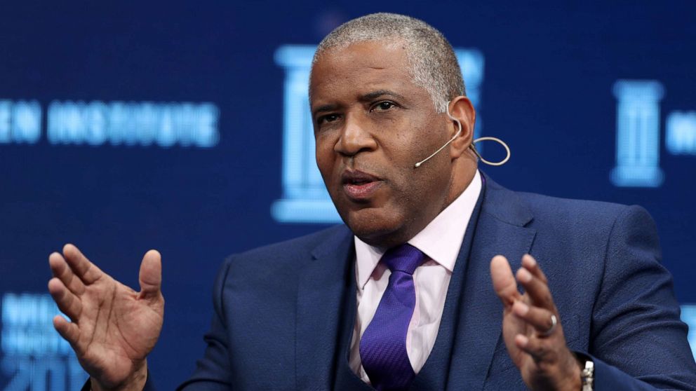 PHOTO: Robert Smith, Founder, Chairman and CEO, Vista Equity Partners, speaks at the Milken Institute's 21st Global Conference in Beverly Hills, Calif., May 1, 2018.