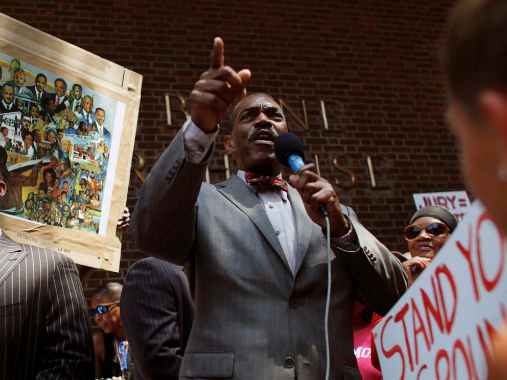 PHOTO: In this July 20, 2013 file photo, Minister Rodney Muhammad speaks to the crowd during the "Justice for Trayvon" rally, outside the federal courthouse in Philadelphia.