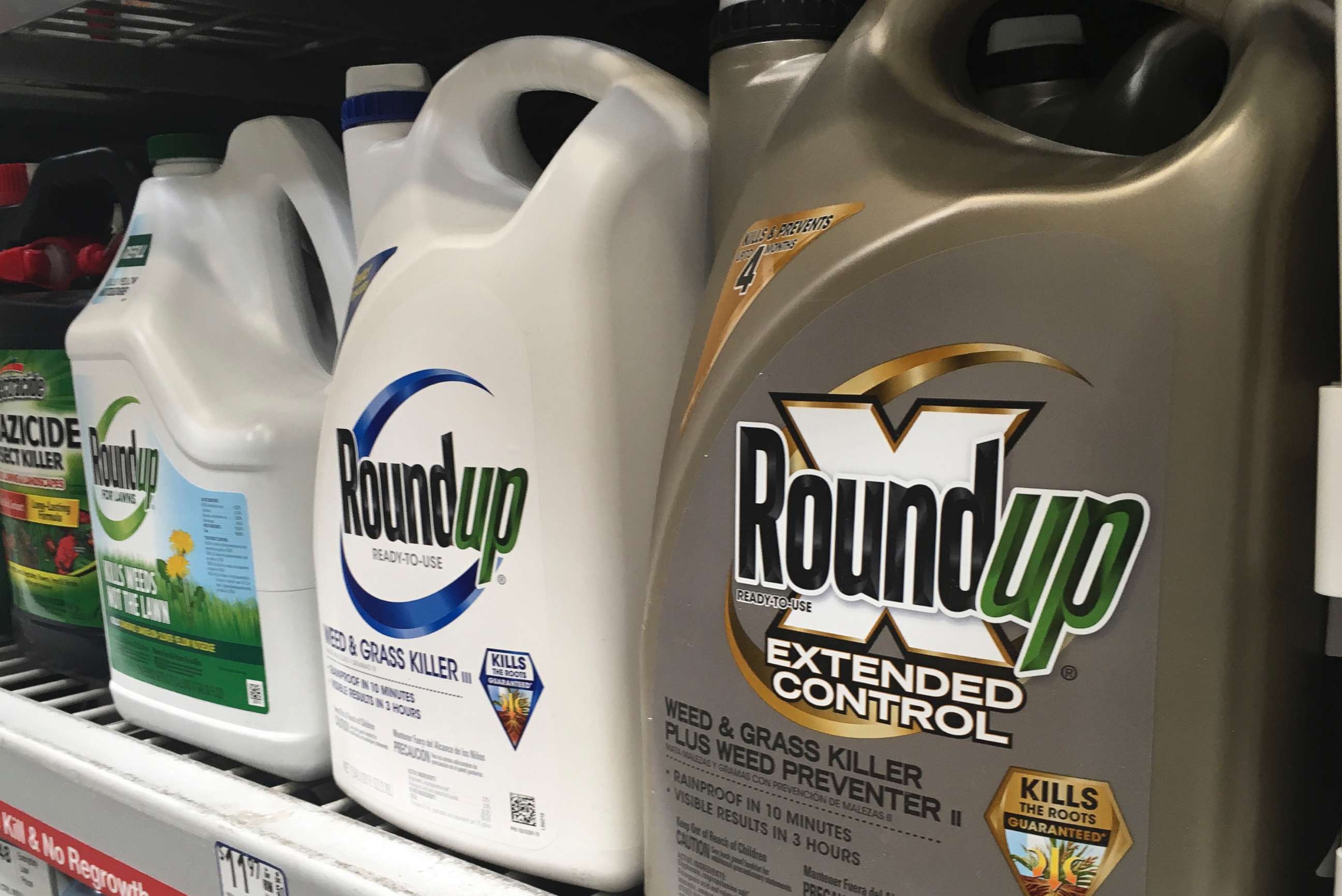 PHOTO: Containers of Roundup are displayed on a store shelf in San Francisco, Feb. 24, 2019. A jury in federal court in San Francisco has concluded that Roundup weed killer was a substantial factor in a California man's cancer.  