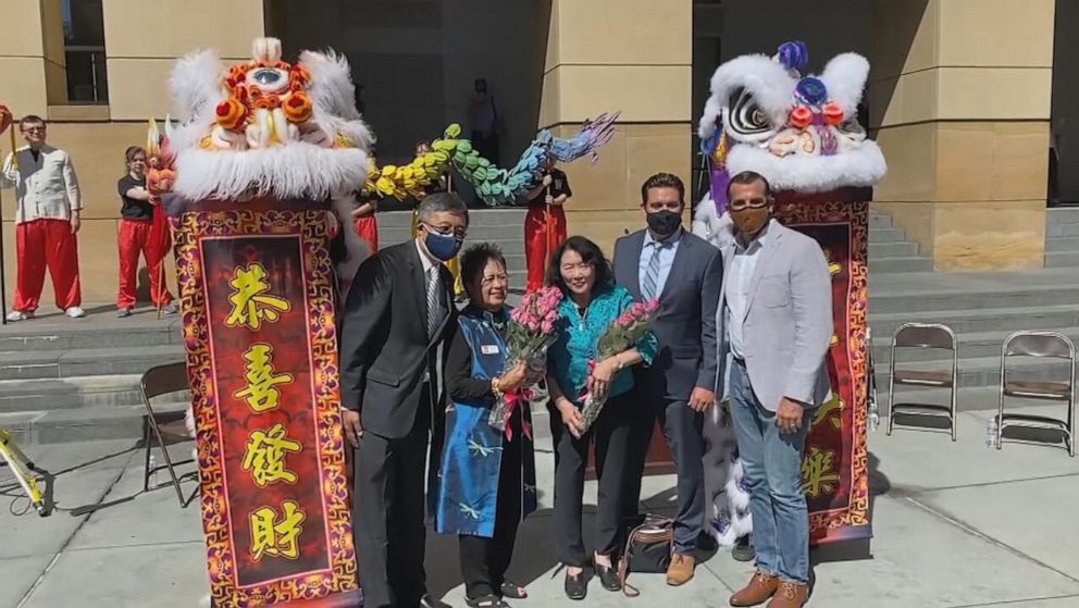 PHOTO: In a ceremony on Sept. 29, 2021, in San Jose, Calif., the city of San Jose apologized for burning down the city's Chinatown in 1887. 