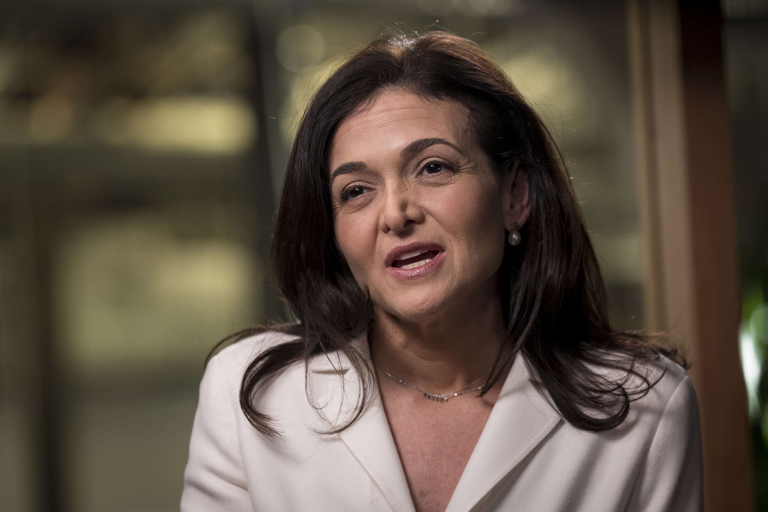 PHOTO: Sheryl Sandberg, chief operating officer of Facebook Inc., participates in an interview at the company's headquarters in Menlo Park, Calif., Jan. 30, 2019.