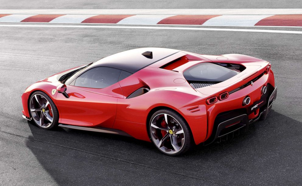 PHOTO: The Ferrari SF90 Stradale plug-in hybrid makes 950 horsepower and gets 16 miles of range in pure electric mode.