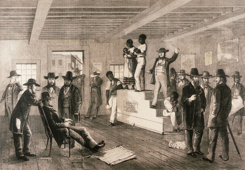 PHOTO: An illustration of a slave auction published in the Illustrated London News, Feb. 16, 1861.