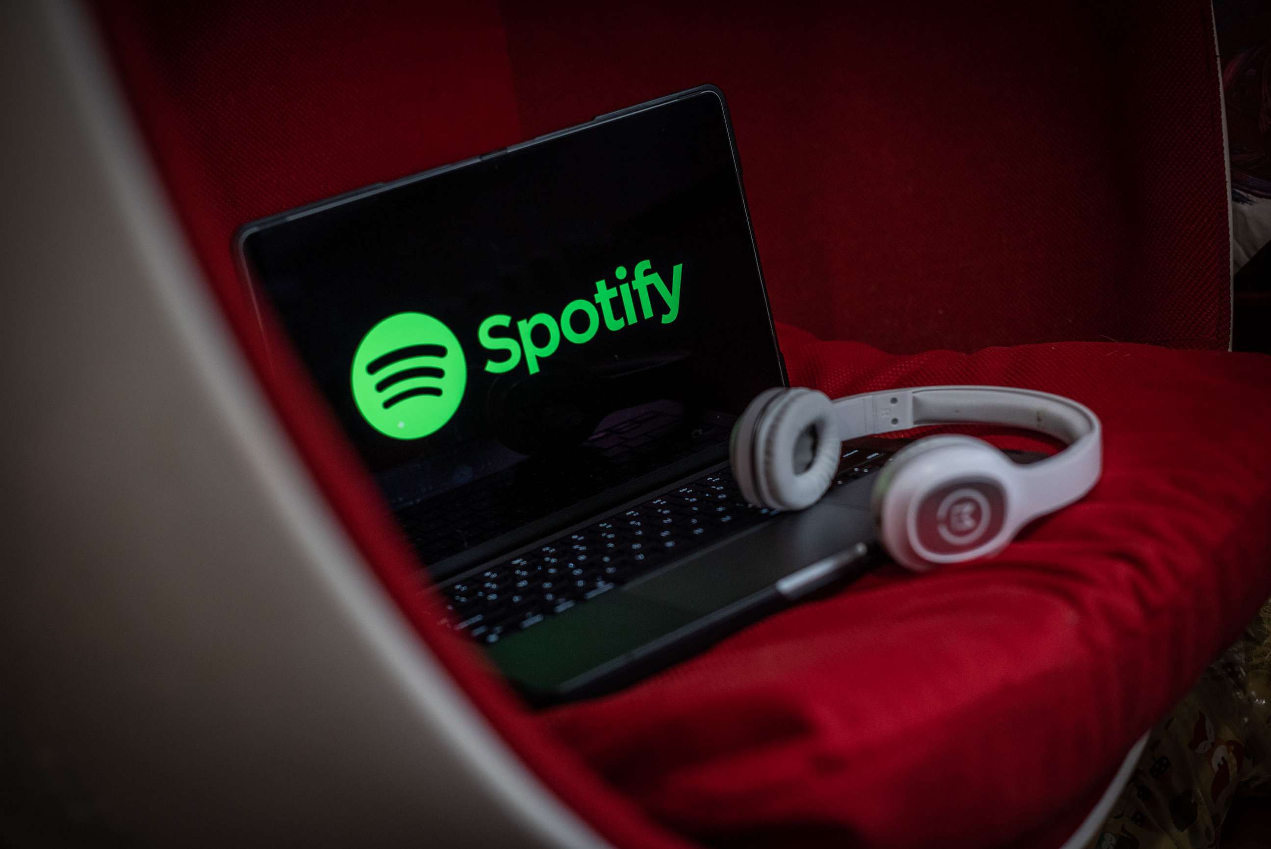 PHOTO: The Spotify logo on a laptop computer arranged in Hastings-on-Hudson, NY, Jan. 25, 2023.