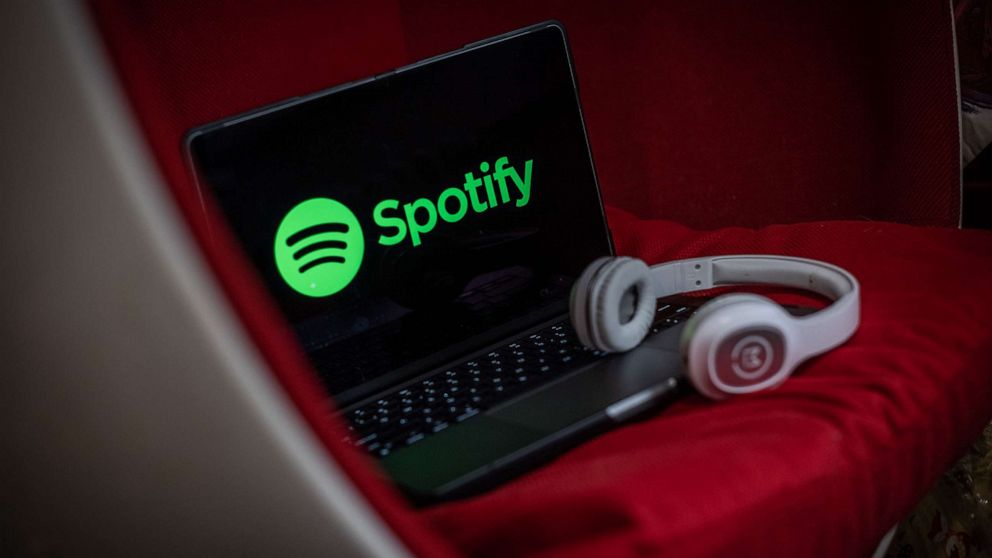 PHOTO: The Spotify logo on a laptop computer arranged in Hastings-on-Hudson, NY, Jan. 25, 2023.