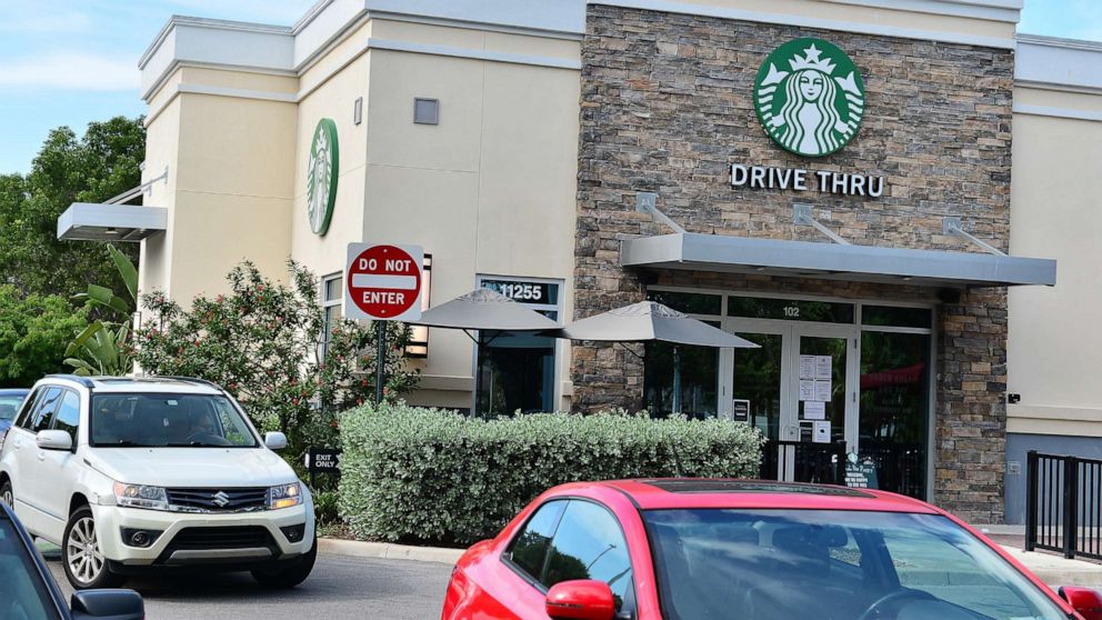 PHOTO: A view outside a Starbucks coffee store, July 16, 2020, in Pembroke Pines, Fla. 