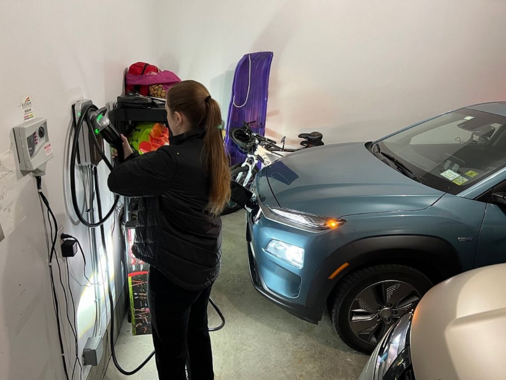 PHOTO: Steve Hammes leased a 2020 Kona Electric for his teenage daughter Maddie. He recently installed a home charger in his upstate New York garage.