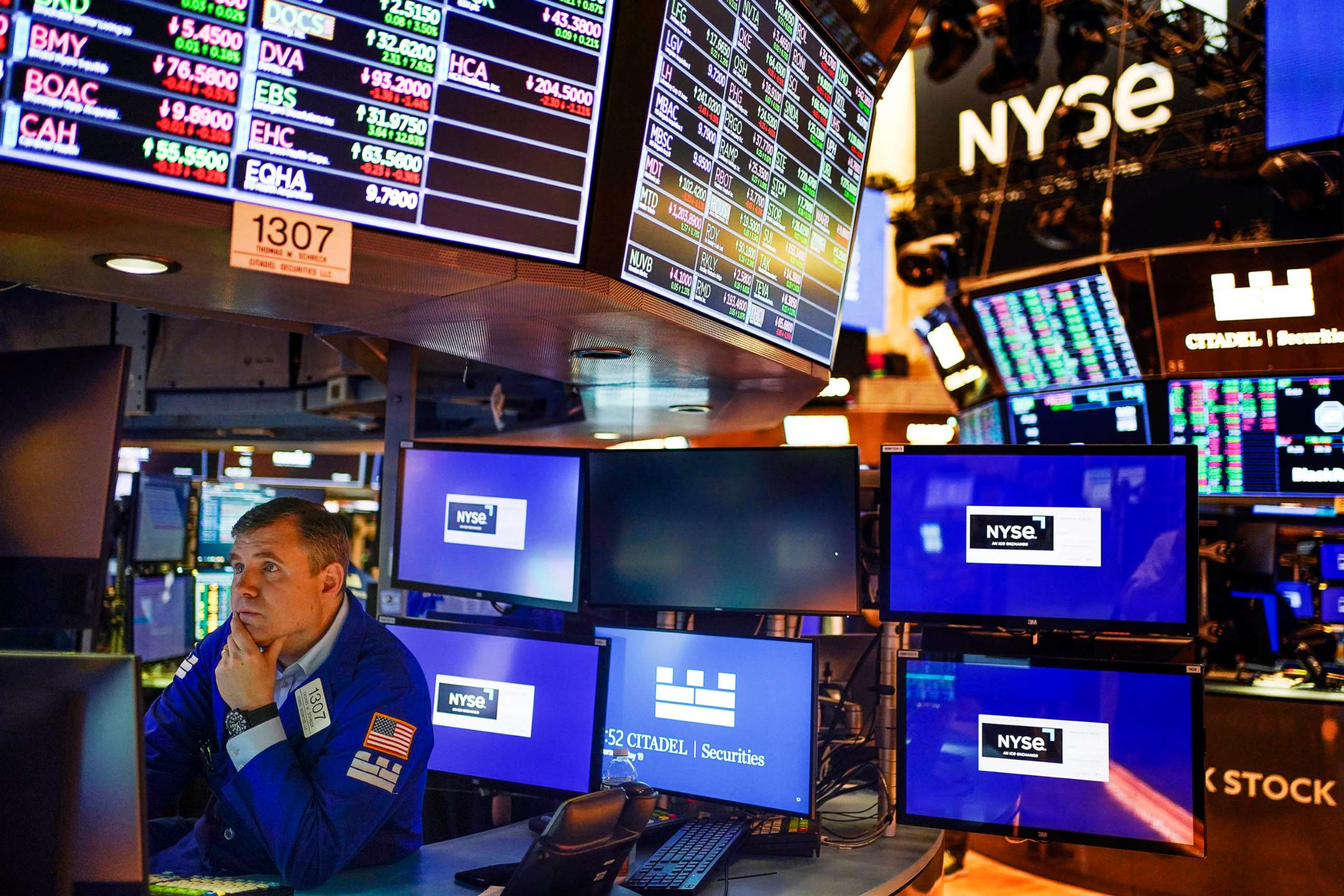 PHOTO: A trader works on the floor at the New York Stock Exchange in New York, on May 19, 2022. 