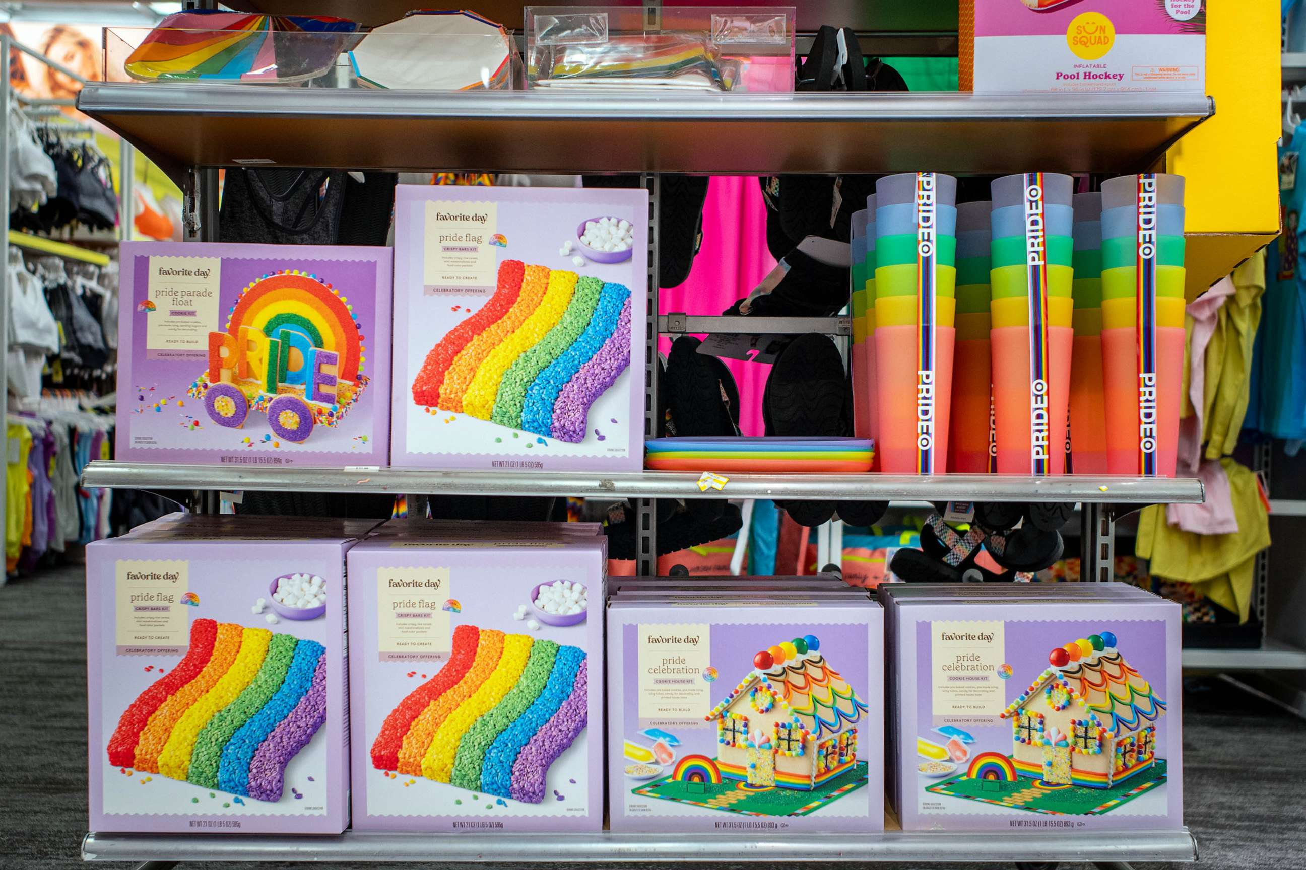 PHOTO: Pride Month apparel accessories are seen on display at a Target store, June 06, 2023 in Austin, Texas.