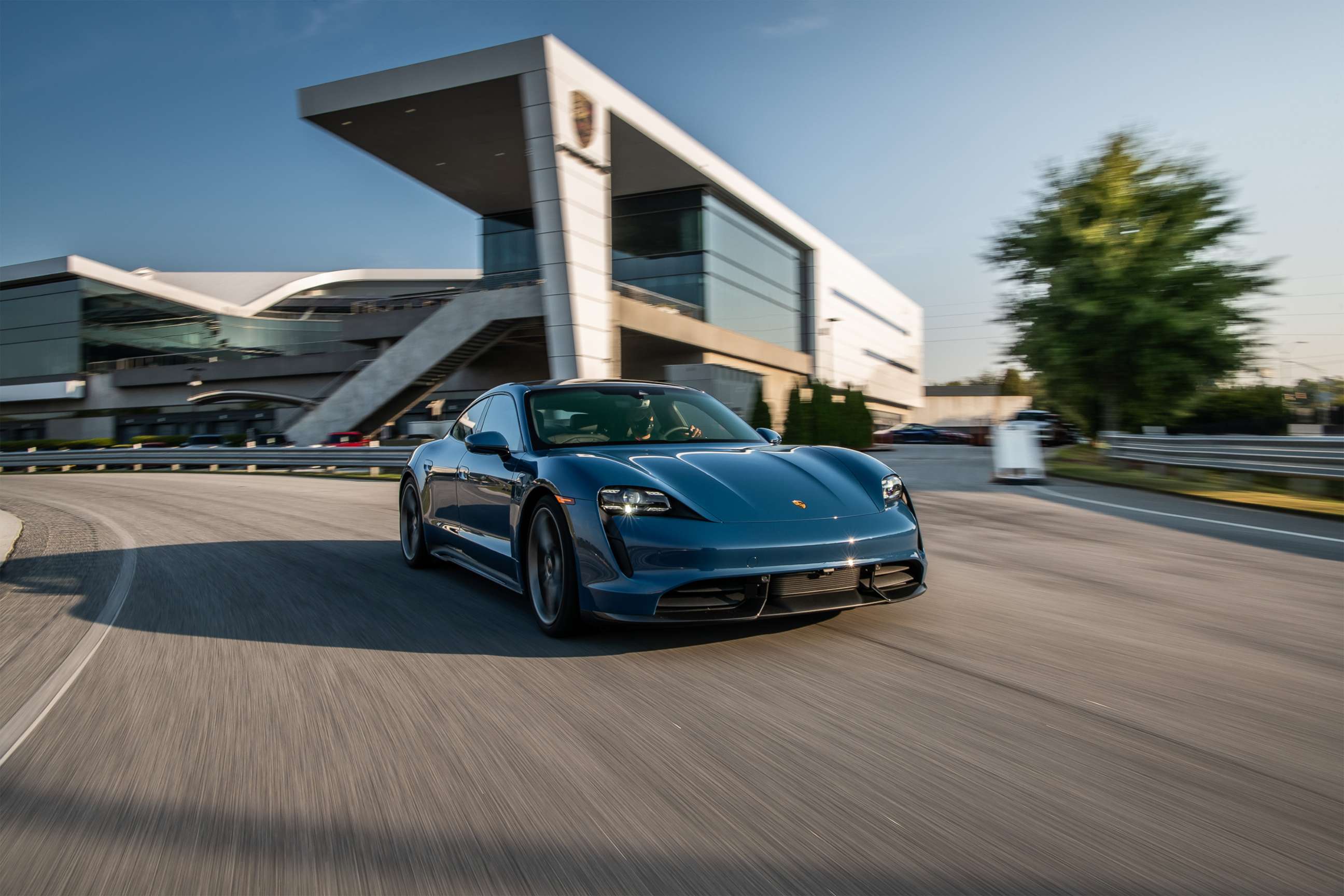 PHOTO: A Taycan Turbo S at the Porsche Experience Center in Atlanta.