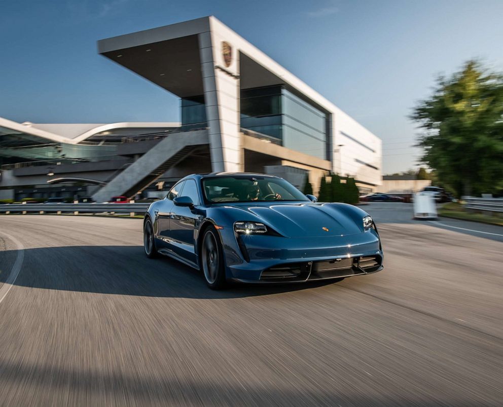 PHOTO: A Taycan Turbo S at the Porsche Experience Center in Atlanta.