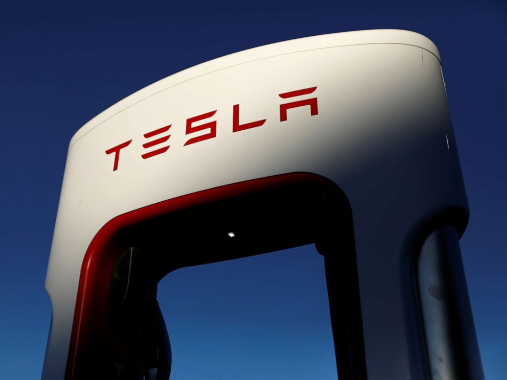 PHOTO: Tesla super chargers are shown in Mojave, Calif. July 10, 2019.