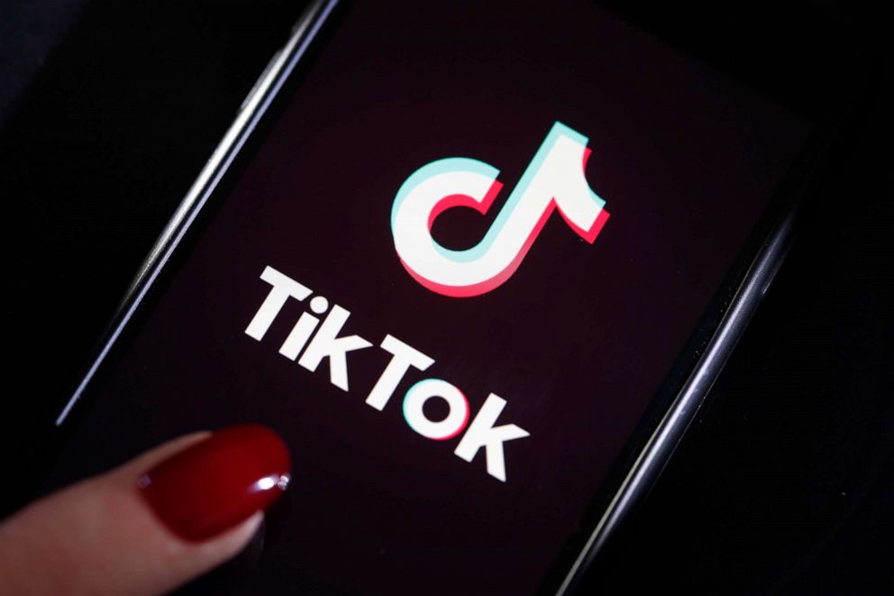 PHOTO: In this photo illustration, the social media application logo, Tik Tok is displayed on the screen of an iPhone on March 05, 2019 in Paris, France.