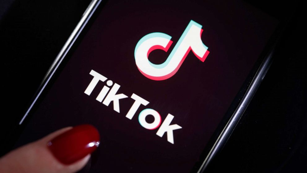 PHOTO: In this photo illustration, the social media application logo, Tik Tok is displayed on the screen of an iPhone on March 05, 2019 in Paris, France.