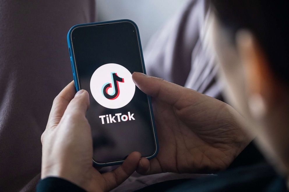 PHOTO: In this photo illustration, a TikTok App Logo is displayed on a mobile phone.